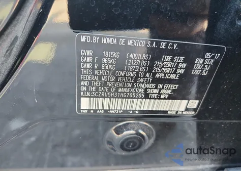 2017 Honda Hr-V Lx from USA, damaged, VIN 3CZRU5H31HG705205